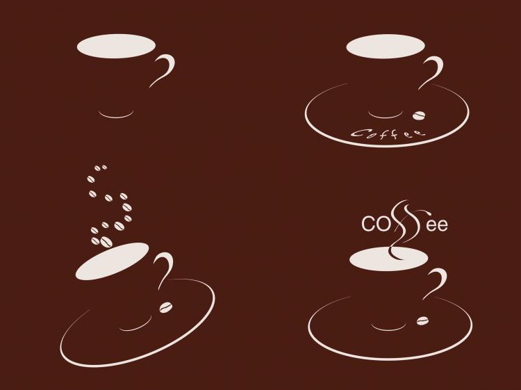 free vector Four cups of coffee silhouette vector